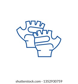 Sport gloves line icon concept. Sport gloves flat  vector symbol, sign, outline illustration.