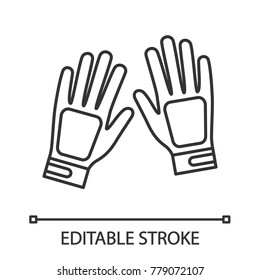 Sport gloves linear icon. Thin line illustration. Contour symbol. Vector isolated outline drawing. Editable stroke