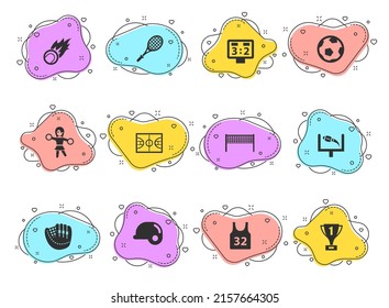 sport glyph vector icons on color bubble shapes isolated on white background. sport icon set for web design, mobile apps and ui design