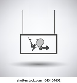 Sport goods market department icon on gray background, round shadow. Vector illustration.