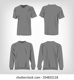 Sport grey t-shirt and sweater isolated set vector