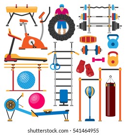Sport gym equipment vector.