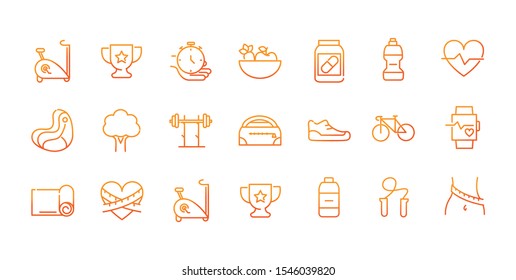 sport gym fitness icons set gradient line vector illustration