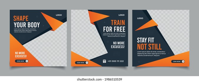 Sport Gym and Fitness Promotion Post and Story Social Media Template