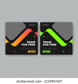 Sport Gym and Fitness Promotion Post and Story Social Media Template