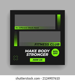 Sport Gym and Fitness Promotion Post and Story Social Media Template