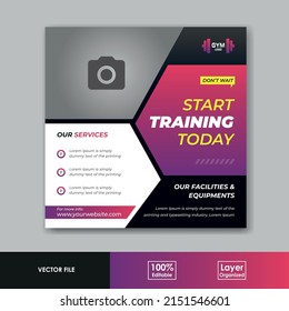 Sport Gym And Fitness Promotion Post Flyer And Social Media Post Template Design