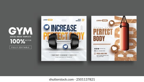 Sport gym and fitness social media banner post template