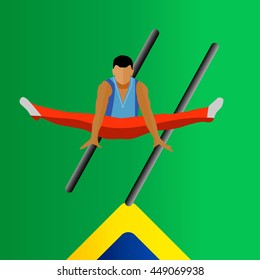  sport gymnastic bar on green background
