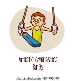 Sport. Gymnastics Artistic Rings. Vector Illustration