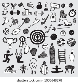 Sport hand drawn simple icons