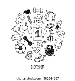 Sport hand drawn vector circle design