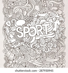 Sport hand lettering and doodles elements background. Vector illustration