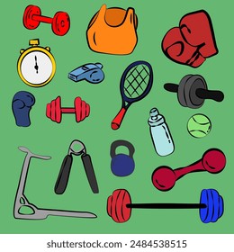 Deporte dibujado a mano colección doodle Vector