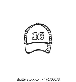 Sport hat icon in doodle sketch lines.