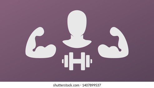 Sport, health, healthy lifestyle logo template, isolated icon, strong player.