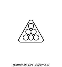 Sport, hobby, activity concept. Vector minimalistic sign drawn in flat style. Perfect for stores, shops, advertisement. Line icon of billiard 