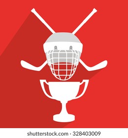 Sport hockey equipment  design over red background, vector graphic.