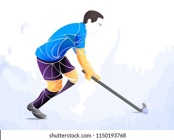 sport hockey grass vector, geometric player, athlete