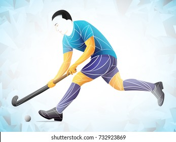 sport hockey grass vector, geometric player, athlete