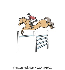 Sport horse and athlete portrait during show jumping competition