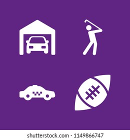 sport icon. 4 sport set with sports and competition, car and golf vector icons for web and mobile app