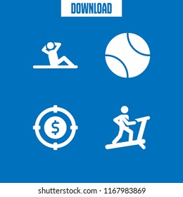 sport icon. 4 sport vector set. target, tennis ball, exercise and running icons for web and design about sport theme