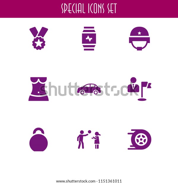 sport
icon. 9 sport set with sports and competition, ribbon badge award,
child and car vector icons for web and mobile
app