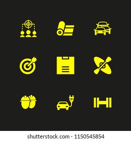 sport icon. 9 sport set with yoga, target, kayak and gym vector icons for web and mobile app