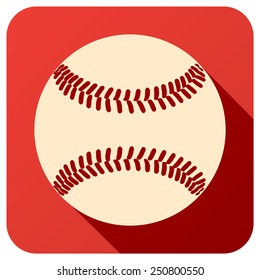 Sport icon with baseball ball in flat style. Vector illustration isolated on white background.
