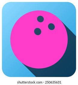 Sport icon with bowling ball in flat style. Vector illustration isolated on white background.