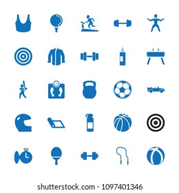 Sport icon. collection of 25 sport filled icons such as barbell, helmet, basketball, cabriolet, baseball player, gymnastic apparatus. editable sport icons for web and mobile.