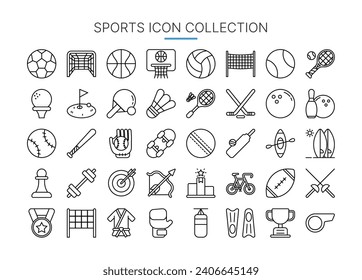 Colección de iconos deportivos adecuada para aplicaciones de amplificador web presentación de iconos y medios sociales