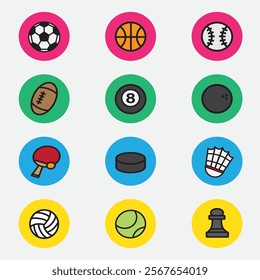 sport icon with color good for element design, sport equipment, ui design, web design, etc