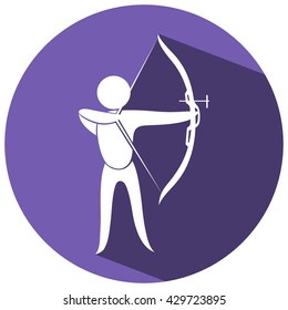 Sport icon design for archery on round badge illustration