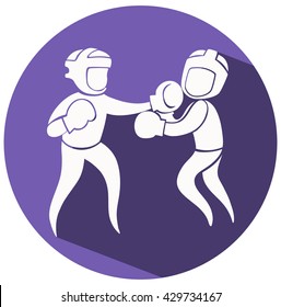 Sport icon design for boxing on round badge illustration