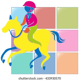 Sport icon design for equestrain in color illustration