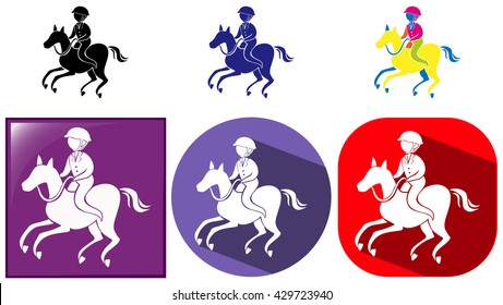 Sport icon design for equestrain on badges illustration