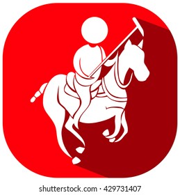 Sport icon design for equestrain on red badge illustration