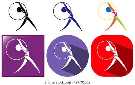 Diseño de iconos deportivos para el ejercicio en el suelo con ilustración de aro