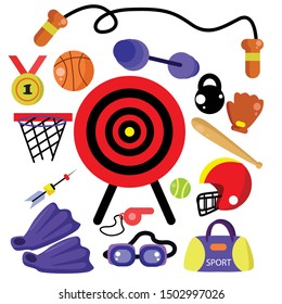 Sport Icon Doodle Set on Isolated White Background