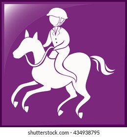 Sport icon for equestrain on purple background illustration