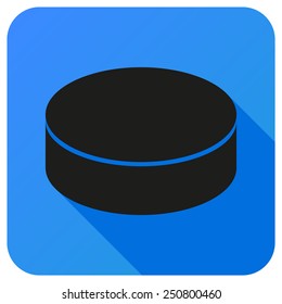 Sport icon with ice hockey puck in flat style. Vector illustration isolated on white background.