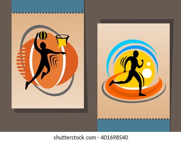 Sport icon info graphic concept design vector basketball and running