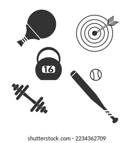 Sport icon. Sport inventory set line and background vector ilustration.
