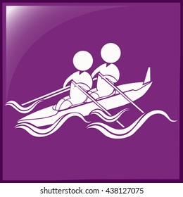 Sport icon for kayaking on purple background illustration