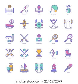 Sport icon pack for your website design, logo, app, UI. Sport icon filled color design. Vector graphics illustration and editable stroke.