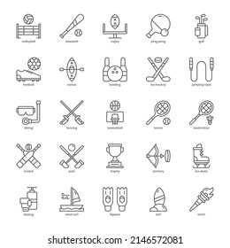 Sport icon pack for your website design, logo, app, UI. Sport icon outline design. Vector graphics illustration and editable stroke.