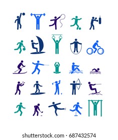 Sport Icon Playing People Color Set for Web or App. Vector illustration