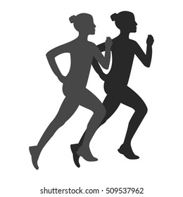 Sport icon running silhouette of running woman isolated vector on the white background